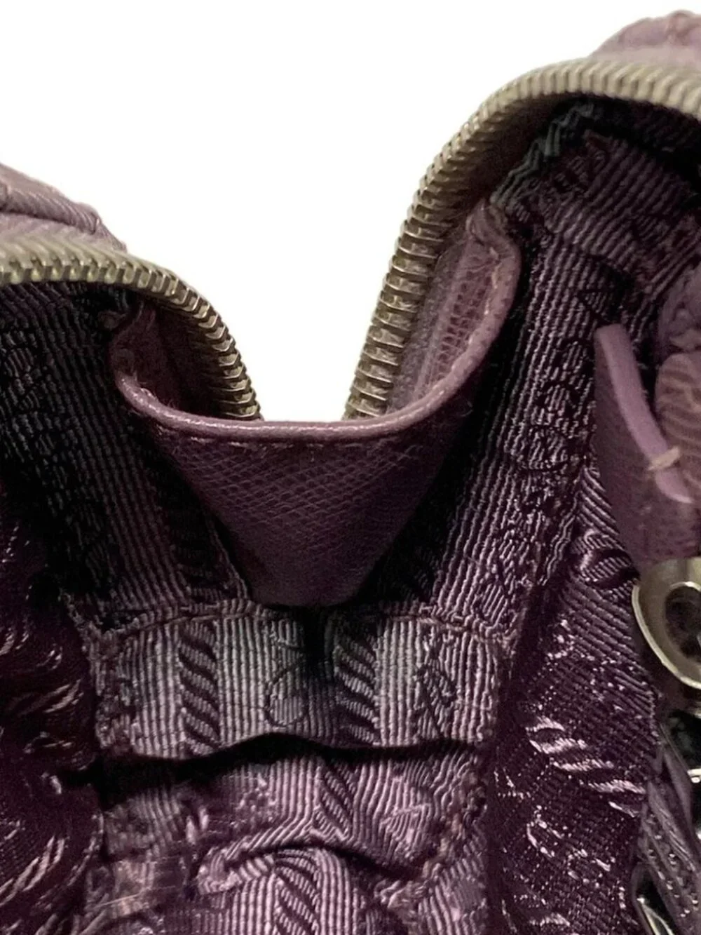 PRADA Light Purple Purple Nylon Leather Handbag